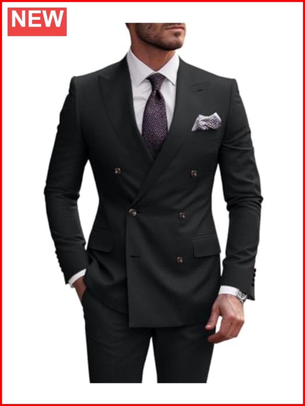 Mens 2 Piece Double Breasted Tuxedo Suit Slim Fit Groom Wedding Formal Set